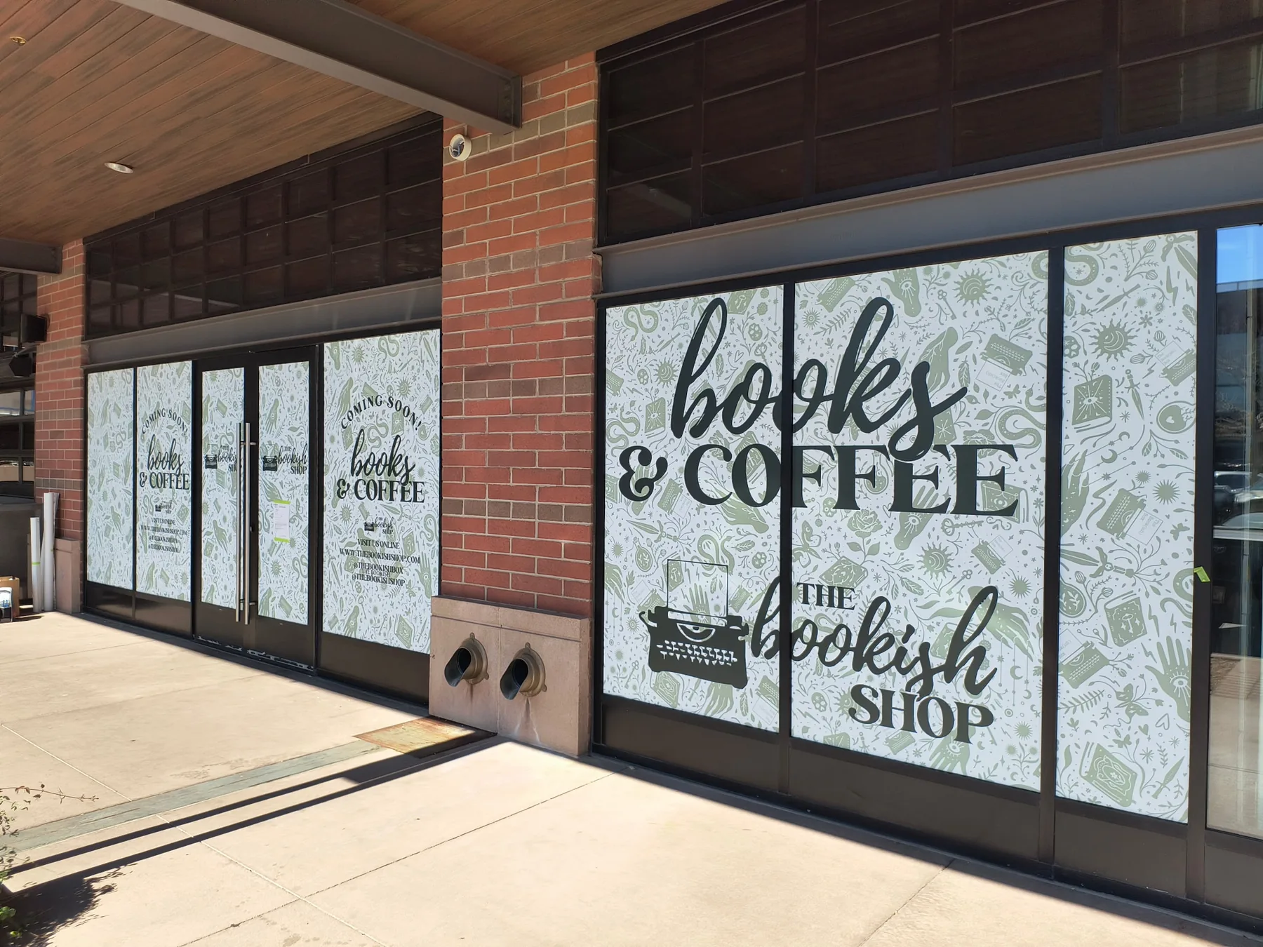 Bookish retail storefront with custom window lettering